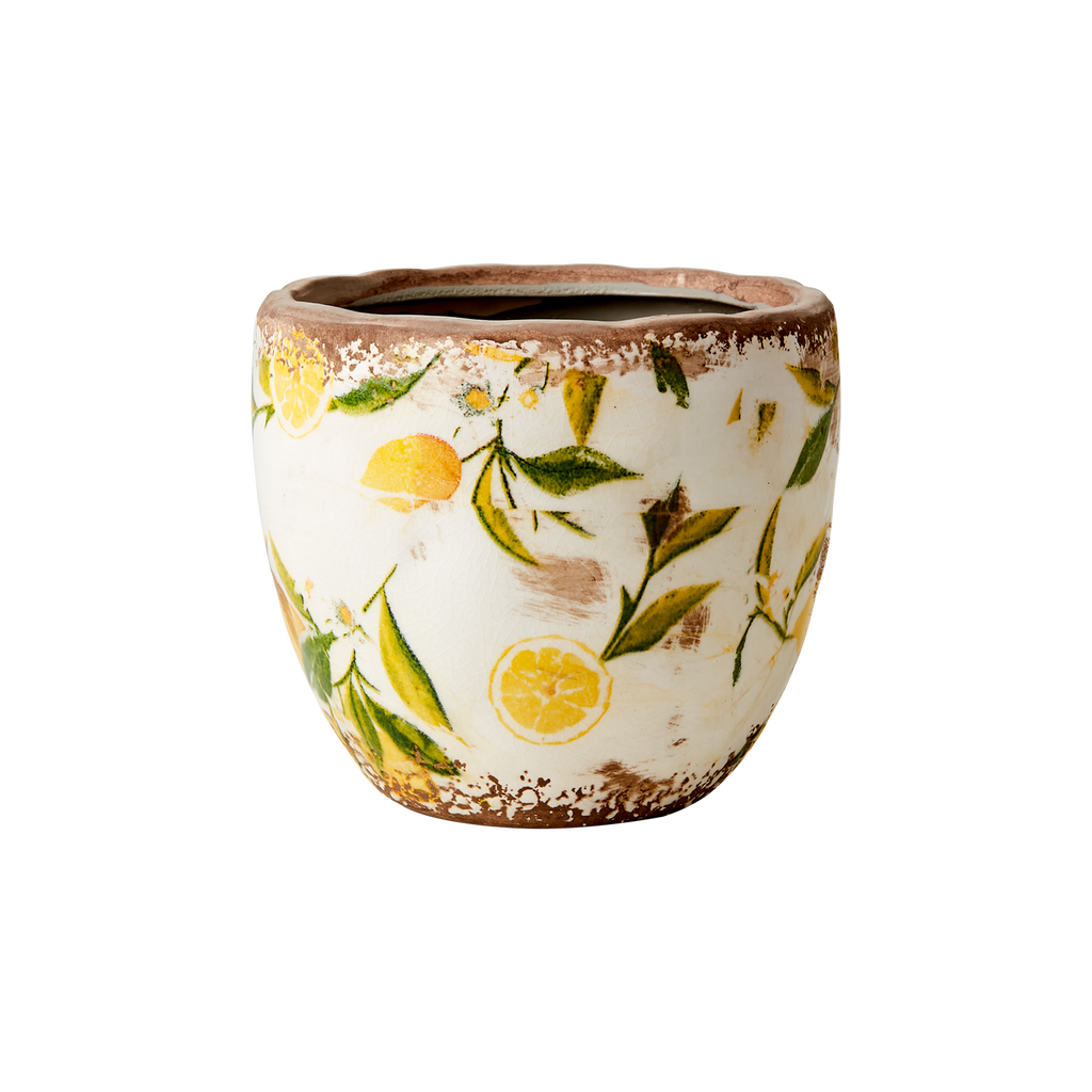 LEMONA Kruka XS, Vit/grön/gul