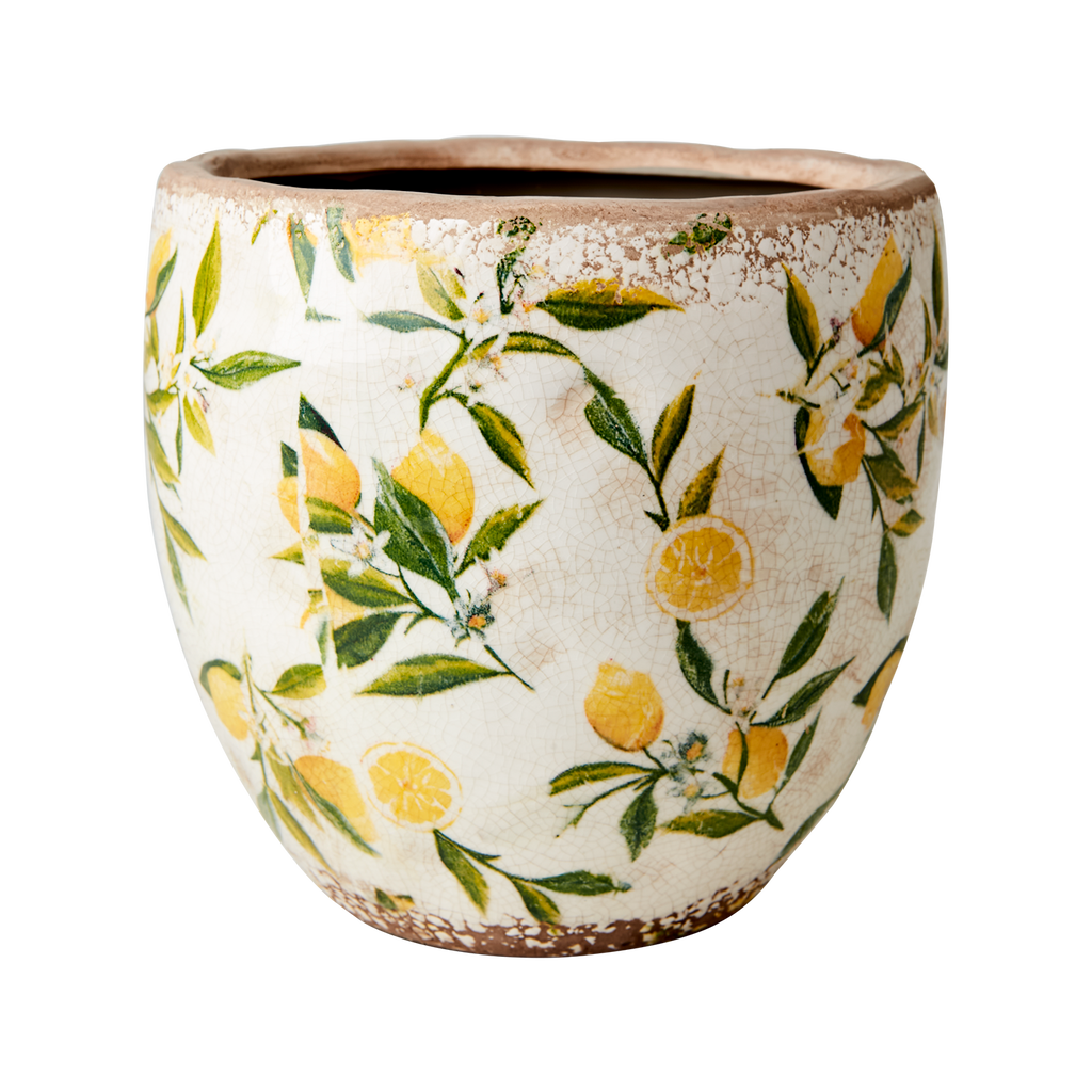 LEMONA Kruka L, Vit/grön/gul